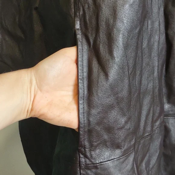 Veranesi Unisex Black Leather Poncho Jacket 2X - 4X - Picture 3 of 5